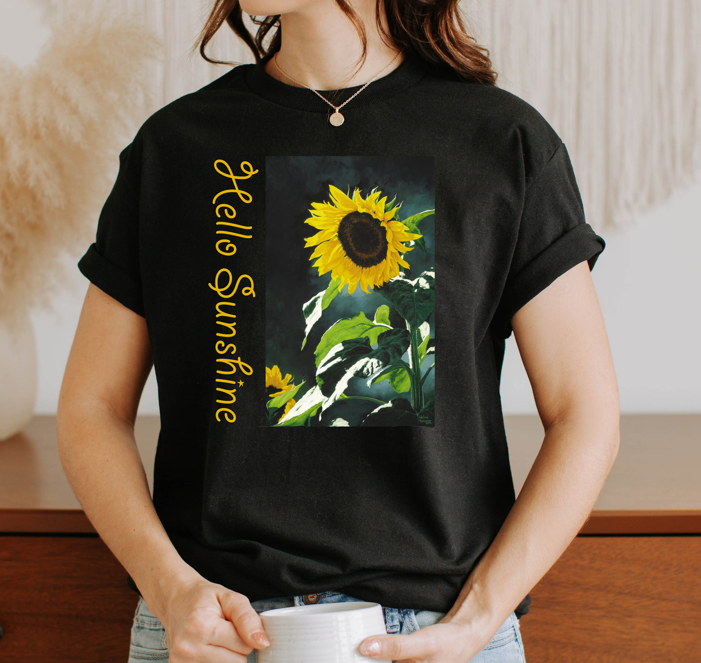 HELLO SUNSHINE Unisex T-Shirt – Cheerful Sunflower Garden Design