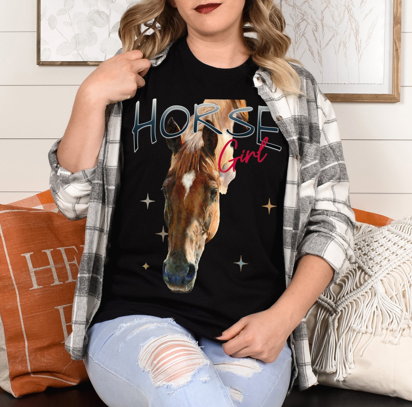 Horse Girl T-Shirt – Beautiful Horse Design in Heavyweight Cotton