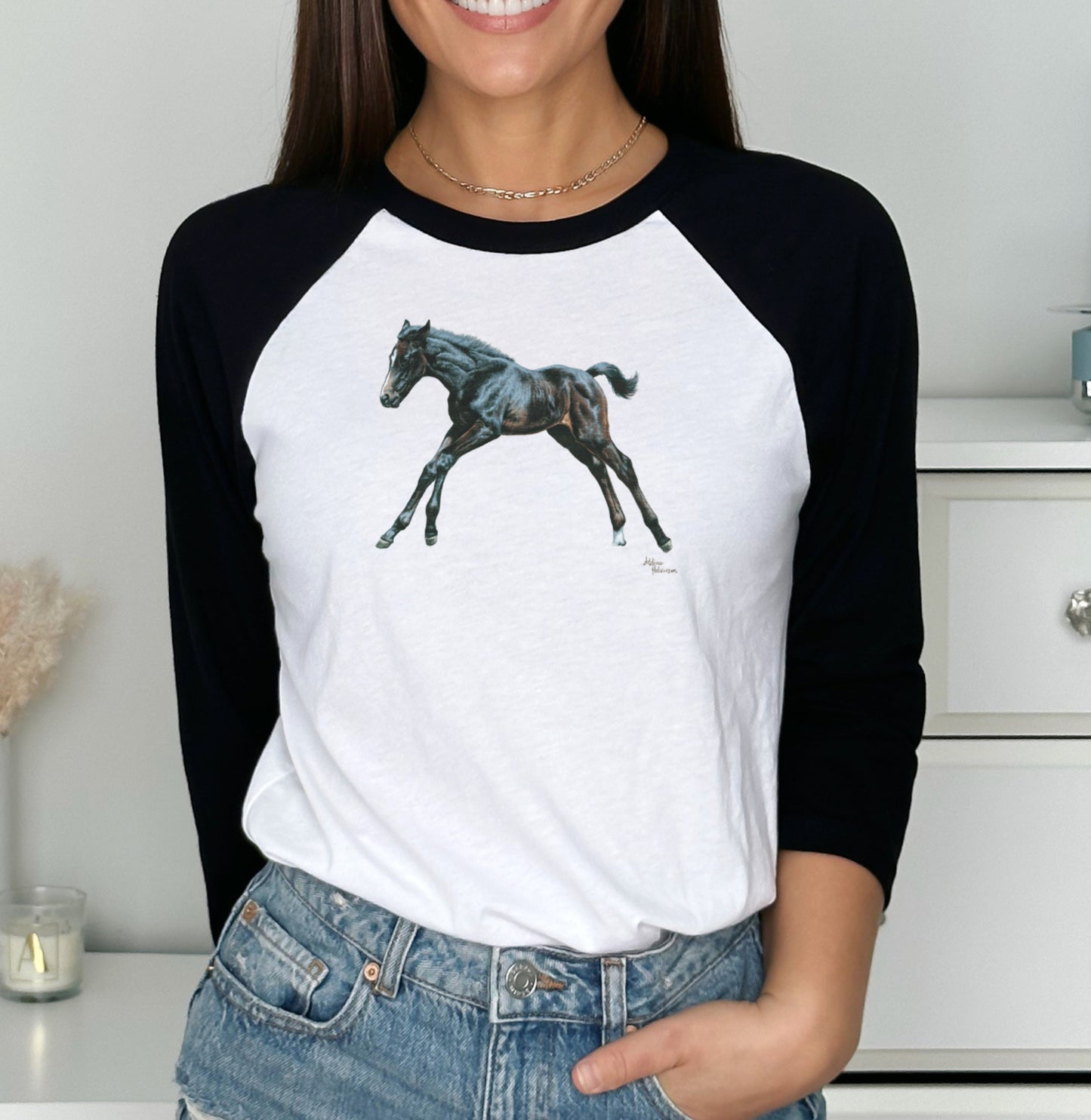 LEAPS AND BOUNDS Galloping Foal T-Shirt – Stylish Raglan Sleeves