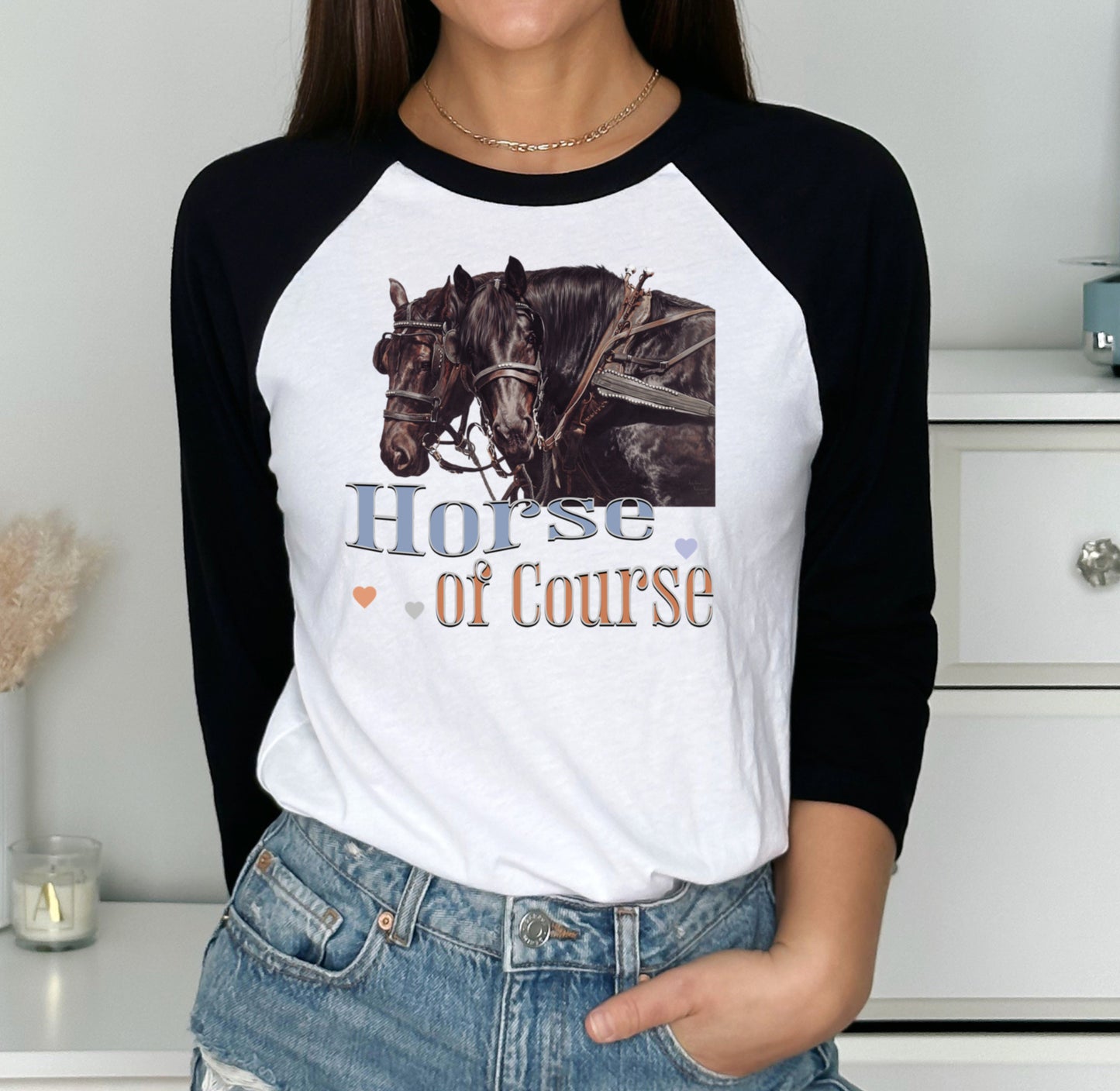 Horse of Course Raglan T-Shirt – Draft Horse Painting Design
